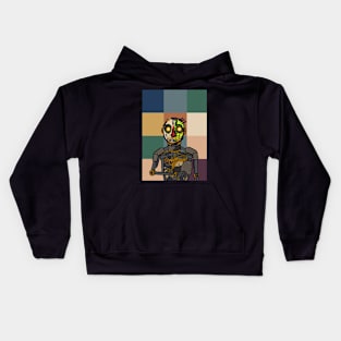 Vitalik: A Robotic Marvel in NFTs with a RobotMask, Street Eyes, Glass Skin, and Metallic Essence Kids Hoodie